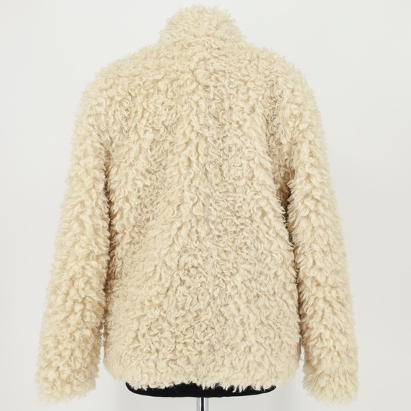 Abercrombie Fitch Cream Shag Teddy Fleece Open Front Jacket Womens Small NWOT - Picture 2 of 5